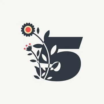 Numeric Flower 5 Stock Illustration