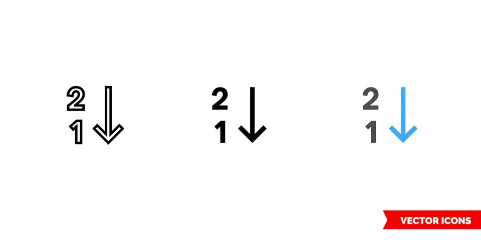 Numeric icon of 3 types color, black and white, outline. Isolated vector sign Illustrazione stock