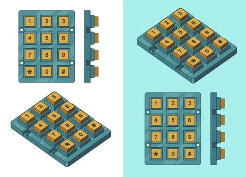 Numeric keypad color blueprints Stock Illustration