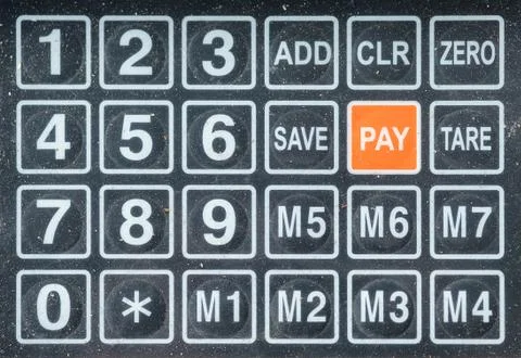 Numeric keys on digital scale, retail shop and grocery Stock Photos