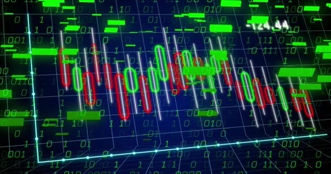 Numeric labels updating datafeed sending blocks and binary digits overlaying Stock Footage 331756395