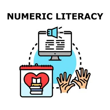 Numeric literacy concept digital education and learning Stock Illustration