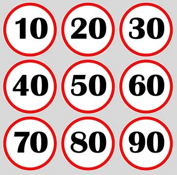 Numeric Sign, Speed Sign, Limit Indicate Stock Illustration