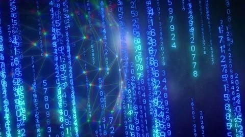 Numeric streams starting to cascade, 3D wireframe head pulsing nodes, Stock Footage 335211522