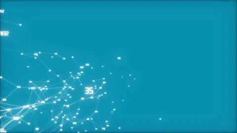Numeric swarm in the corner.Fly through abstract 3D rendering of a scientific Stock Footage 98218944