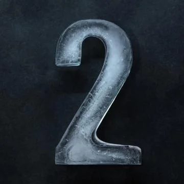 Numeric value, numbers made out of ice isolated on dark studio background 스톡 사진