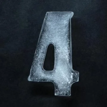 Numeric value, numbers made out of ice isolated on dark studio background 스톡 사진