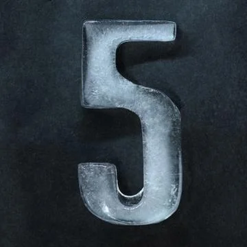 Numeric value, numbers made out of ice isolated on dark studio background 스톡 사진