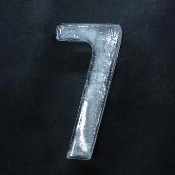 Numeric value, numbers made out of ice isolated on dark studio background 스톡 사진