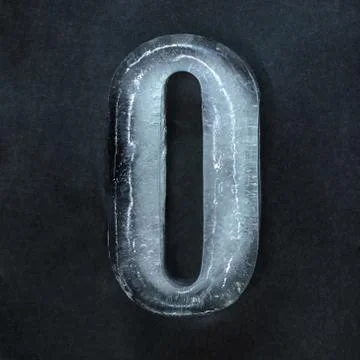 Numeric value, numbers made out of ice isolated on dark studio background 스톡 사진