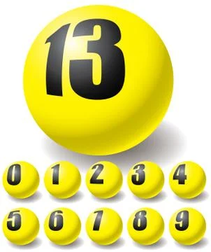 Numeric yellow balls. Stock Illustration