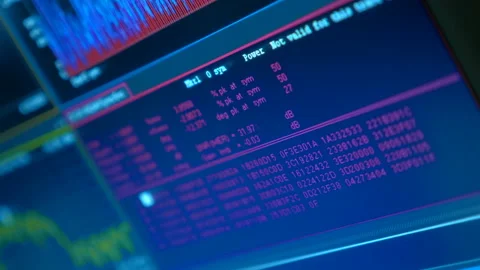 Numerical changing data, sinusoid or harmonic oscillations with random amplitude Stock Footage 188148215