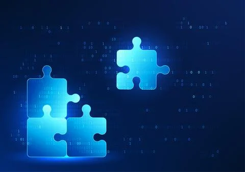 Numerical code and jigsaw technology represents the development of software.. 스톡 일러스트