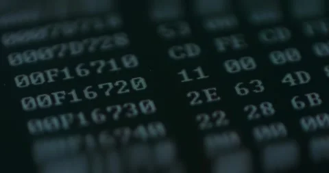 Numerical Codes Running on screen, macro view Stock Footage 310805886