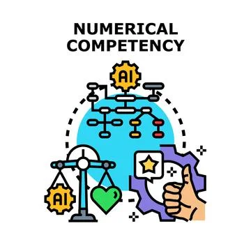 Numerical competency with artificial intelligence rating and data flow Illustrazione stock