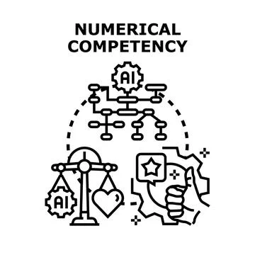 Numerical competency with artificial intelligence rating and data flow Illustrazione stock
