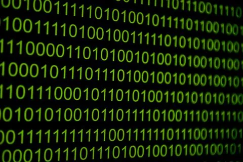 Numerical continuous code in green color, abstract web data in binary code.Pr Stock Photos