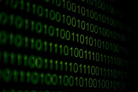 Numerical continuous code in green color, abstract web data in binary code.Pr Stock Photos