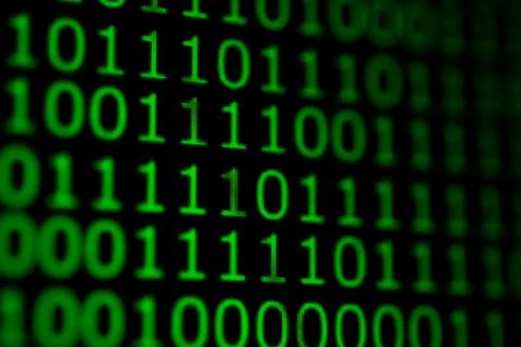Numerical continuous code in green color, abstract web data in binary code. 写真素材