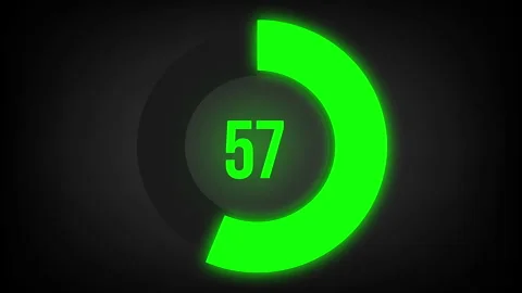 Numerical counting from 0 to 66. Circular progress bar with bright neon Stock Footage 294093475