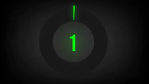 Numerical counting 1. Circular progress bar with bright neon green light in 1. Stock Illustration