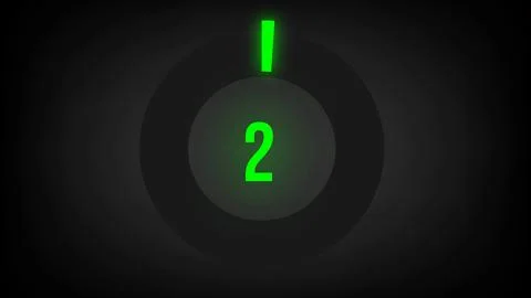 Numerical counting 2. Circular progress bar with bright neon green light in 2. Stock Illustration
