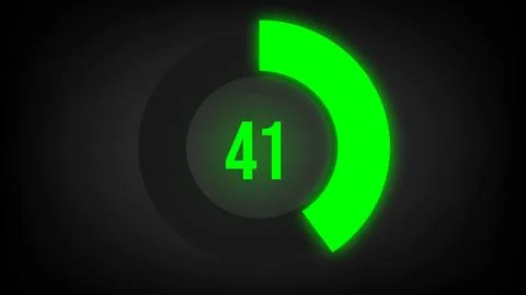 Numerical counting 41. Circular progress bar with bright neon green light in 41. Stock Illustration