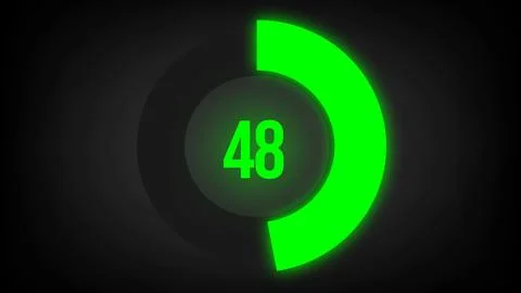 Numerical counting 48. Circular progress bar with bright neon green light in 48. Stock Illustration