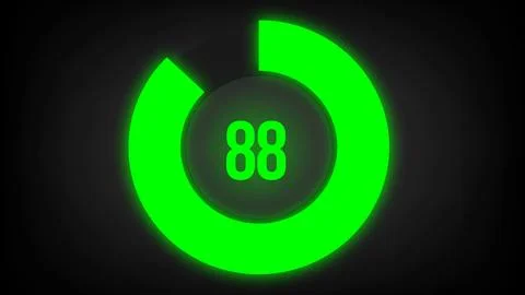 Numerical counting 88. Circular progress bar with bright neon green light in 88. Stock Illustration