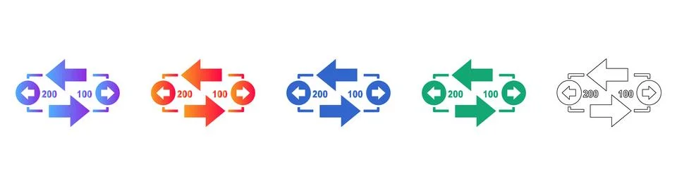 Numerical Data Exchange Icons for Analytics 스톡 일러스트