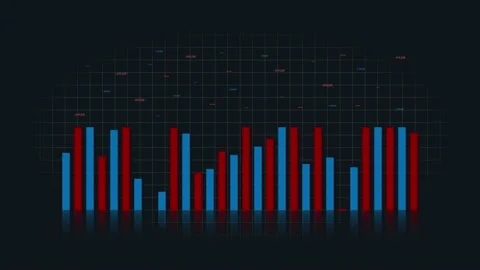 Numerical data that fluctuates with the bar graph. Stock Footage 232592898