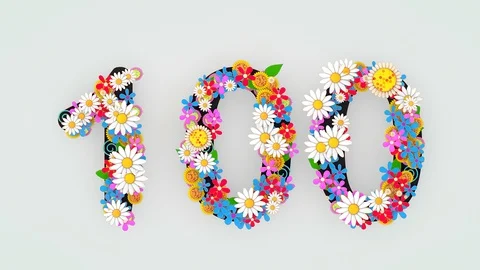 Numerical digit floral animation, 100. Stock Footage 108530973