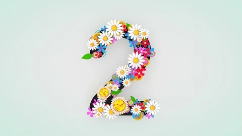 Numerical digit floral animation, 2. Stock Footage 106971329