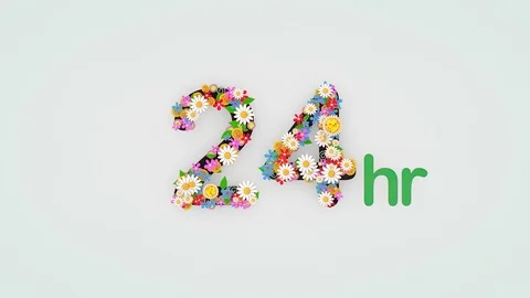 Numerical digit floral animation, 24 hours. Stock Footage 107901019