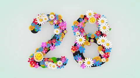 Numerical digit floral animation, 28. Vidéo 107973063