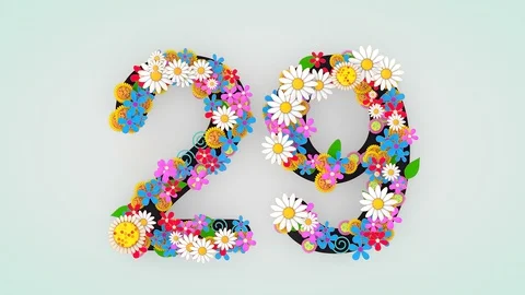 Numerical digit floral animation, 29. Stock Footage 107901083
