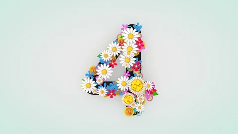 Numerical digit floral animation, 4. Stock Footage 106971318