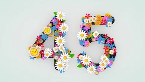 Numerical digit floral animation, 45. Stock Footage 108203589