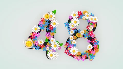 Numerical digit floral animation, 48. Video stock 108203256