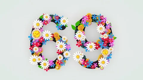 Numerical digit floral animation, 69. Stock-Footage 108448375