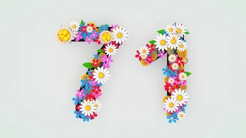 Numerical digit floral animation, 71. Video stock 108448622