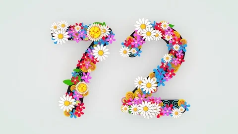 Numerical digit floral animation, 72. Video stock 108448535