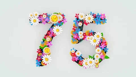 Numerical digit floral animation, 75. Stock Footage 108448056