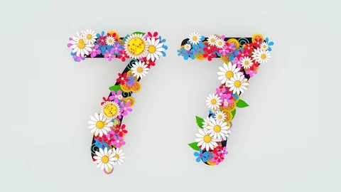 Numerical digit floral animation, 77. Видео 108448066