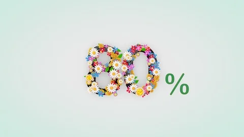 Numerical digit floral animation, 80 percent. Stock-Footage 107033181