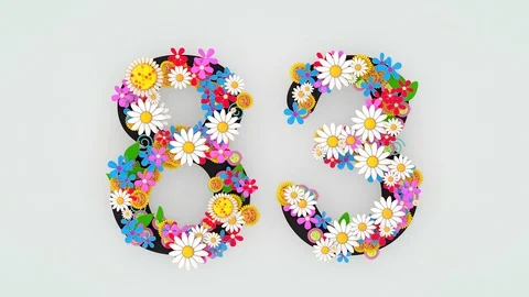 Numerical digit floral animation, 83. Stock Footage 108530949