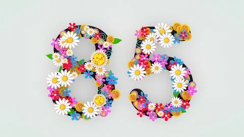 Numerical digit floral animation, 85. Stock Footage 108530994