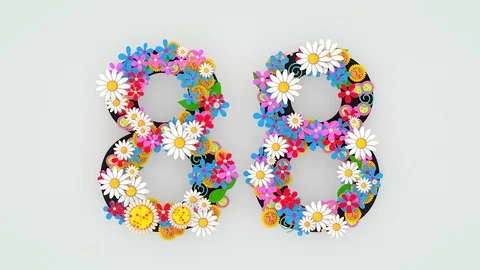 Numerical digit floral animation, 88. Stock Footage 108577439