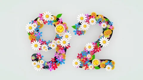 Numerical digit floral animation, 92. Video stock 108577437