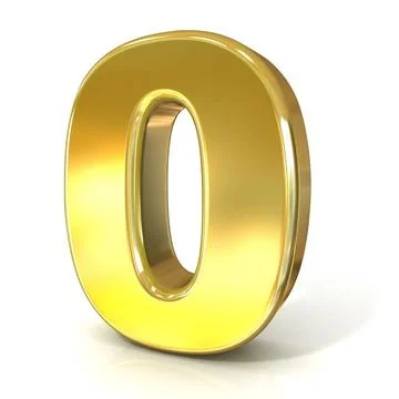 Numerical digits collection, 0 - ZERO. 3D golden sign Numerical digits col... Stock Photos